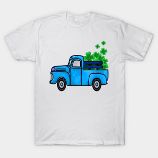 BLUE St patricks Day Trucks kids toddler with shamrock T-Shirt